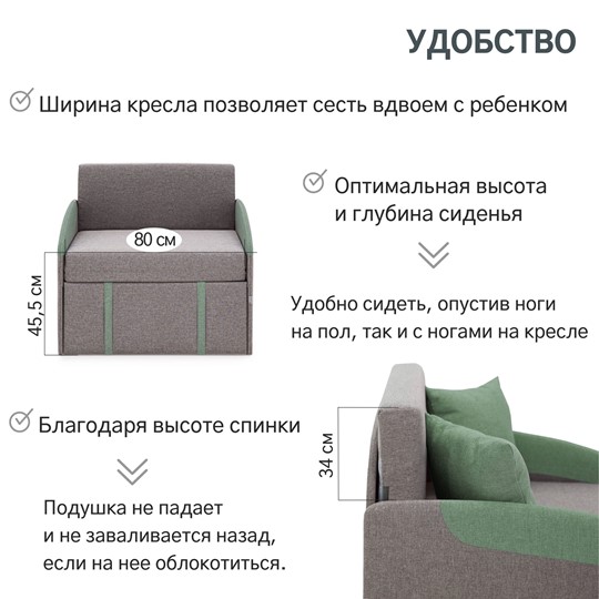 Кресло-кровать Polto серо-коричневый/шалфей (рогожка) в Екатеринбурге - изображение 20