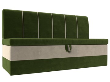 Прямой кухонный диван Энигма, Зеленый/Бежевый (Микровельвет) в Ревде