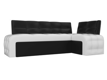 Кухонный диван Люксор угловой, Белый/Черный (экокожа) в Кушве