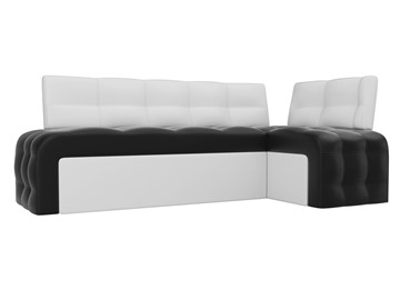 Раскладной кухонный диван Люксор угловой, Черный/Белый (экокожа) в Кушве