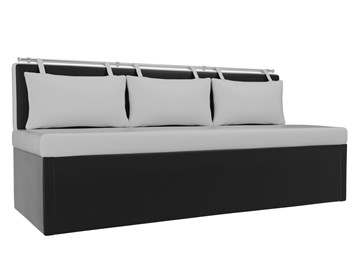 Кухонный прямой диван Метро, Белый/Черный (экокожа) в Первоуральске