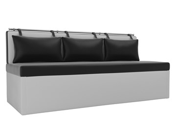 Прямой кухонный диван Метро, Черный/Белый (экокожа) в Первоуральске