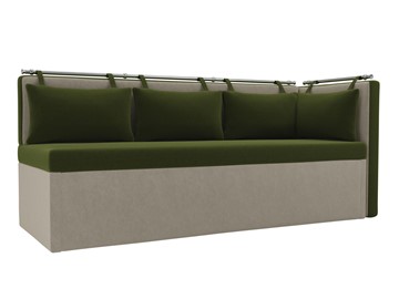 Раскладной кухонный диван Метро угловой, Зеленый/Бежевый (микровельвет) в Краснотурьинске