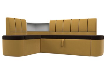 Раскладной кухонный диван Тефида, Коричневый\Желтый (Микровельвет) в Ирбите