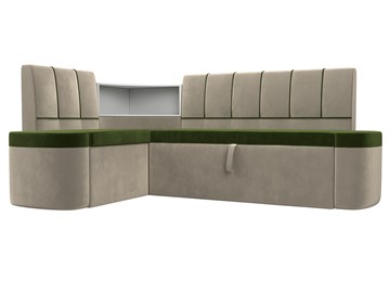 Кухонный диван Тефида, Зеленый\Бежевый (Микровельвет) в Каменске-Уральском