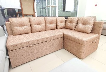 Угловой кухонный диван Яшма 1 ДУ Весь в ткани Жаккард AFINA 06 в Сухом Логе