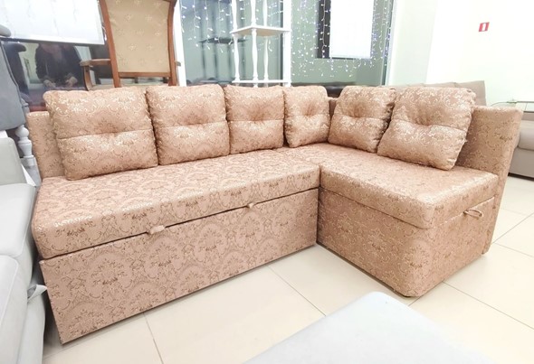 Угловой кухонный диван Яшма 1 ДУ Весь в ткани Жаккард AFINA 06 в Тавде - изображение