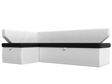 Кухонный угловой диван Омура, Черный/Белый (Экокожа) в Кушве