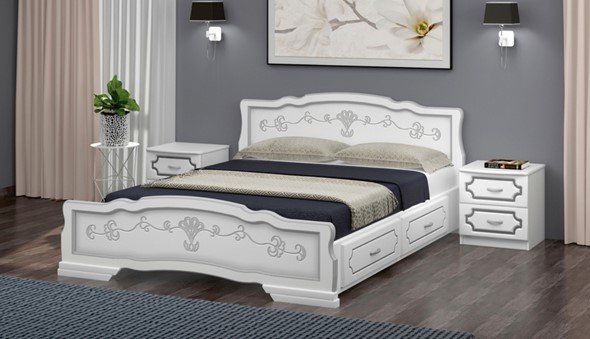 Кровать с выкатными ящиками Карина-6 (Белый Жемчуг) 140х200 в Первоуральске - изображение
