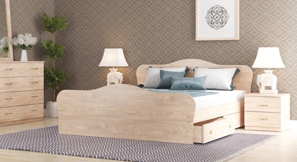 Кровать Каролина, 160х200 с основанием, дуб млечный в Полевском - изображение