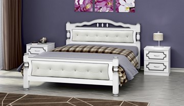 Кровать полутороспальная Карина-11 (Белый Жемчуг, светлая обивка) 140х200 в Ревде