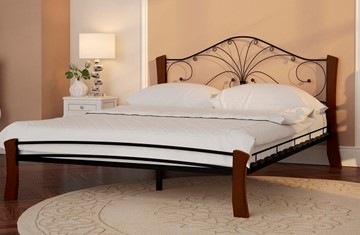 Кровать спальная Фортуна 4 Лайт, 1600, черный/махагон в Красноуфимске