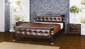 Полуторная кровать Карина-11 (Орех Темный, обивка бриллиант) 140х200 в Кушве