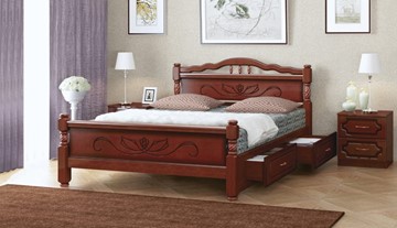 Кровать с выкатными ящиками Карина-5 (Орех) 160х200 в Ревде