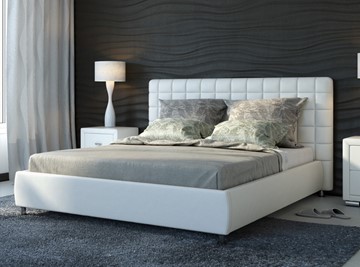 Двуспальная кровать Corso-3 180x200, Экокожа (Белый) в Первоуральске