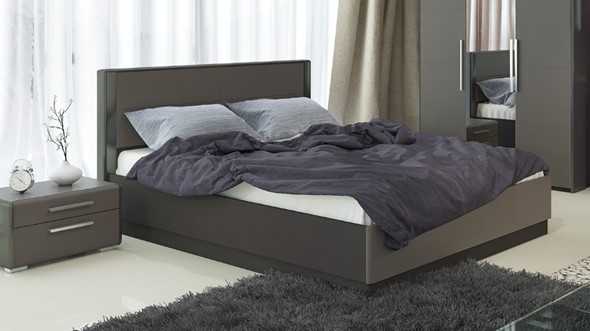 Кровать с подъемным механизмом Наоми 1600, цвет Фон серый, Джут СМ-208.01.02 в Екатеринбурге - изображение