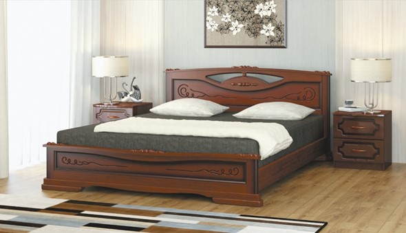 Полутороспальная кровать Елена-3 (Орех) 140х200 в Кушве - изображение