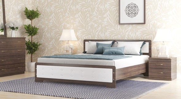 Кровать 1.5-спальная Золушка, 140х200 с основанием, кожзам, венге в Первоуральске - изображение