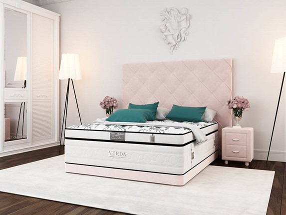 Спальная кровать Style Compact/Basement 180х200, Флок (Велсофт Винтажный розовый) в Екатеринбурге - изображение