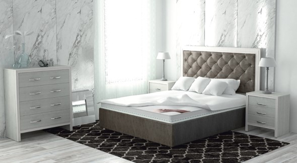 Кровать с механизмом Манхэттен 160х200 (с коробом), высота спинки - 140 см в Екатеринбурге - изображение