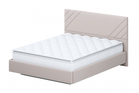 Кровать в спальню №2 (универсальная 1,6х2,0) серия №2, белый/бежевый ткань/лайн бежевый ткань в Екатеринбурге - изображение