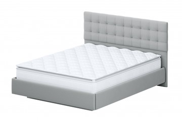 Спальная кровать №2 (универсальная 1,6х2,0) серия №2, белый/серый ткань/квадро серый ткань в Кушве