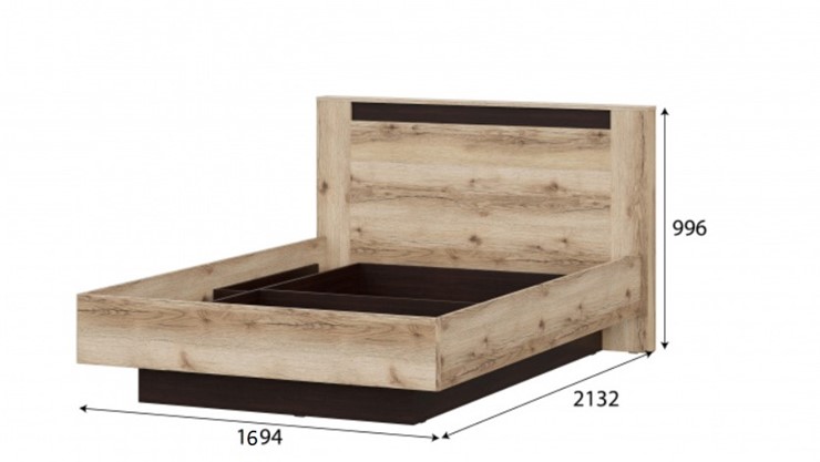 Двуспальная кровать №3 (универсальная 1,6х2,0 страйп) серия №2, дуб делано/дуб венге в Первоуральске - изображение 1