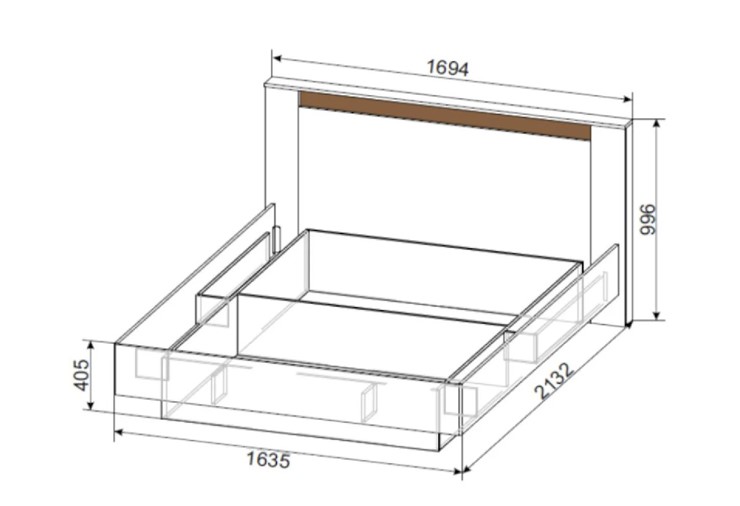 Двуспальная кровать №3 (универсальная 1,6х2,0 страйп) серия №2, дуб делано/дуб венге в Ревде - изображение 2