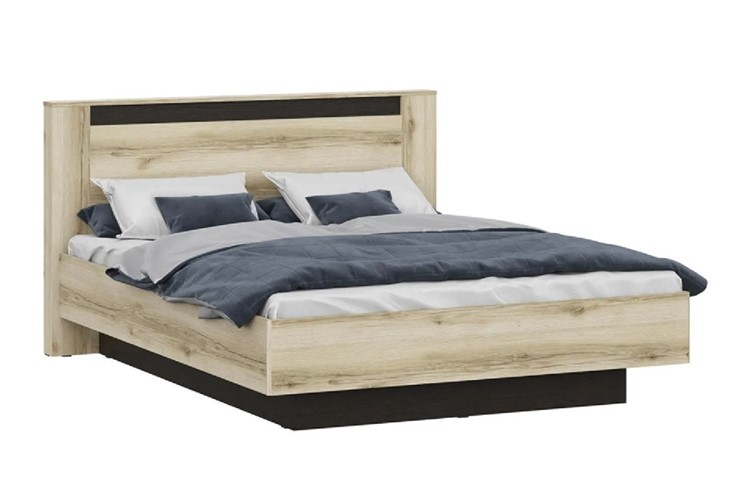 Двуспальная кровать №3 (универсальная 1,6х2,0 страйп) серия №2, дуб делано/дуб венге в Первоуральске - изображение 3
