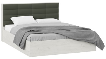 Кровать спальная Агата тип 1 (Дуб крафт белый, Велюр Серый) в Асбесте
