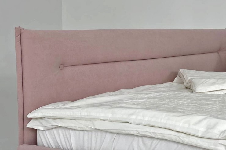 Кровать 2-х спальная Альба 1.6, нежно-розовый (велюр) в Кушве - изображение 3