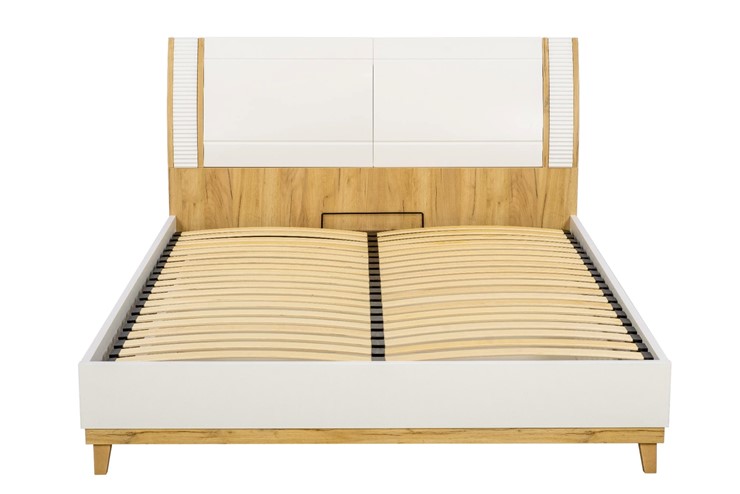 Кровать в спальню Бари 1600 с подъёмным механизмом Дуб Золотой/Белый ЛД 698.220 в Екатеринбурге - изображение 9