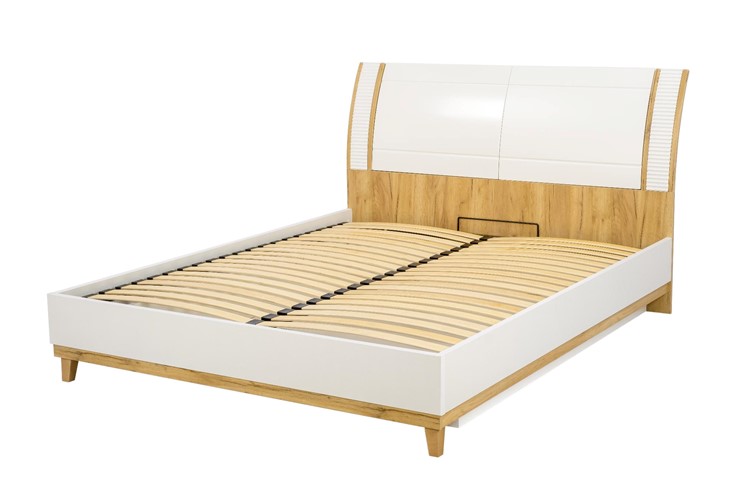 Кровать в спальню Бари 1600 с подъёмным механизмом Дуб Золотой/Белый ЛД 698.220 в Екатеринбурге - изображение 11