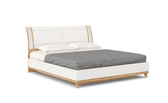 Спальная кровать Бари 1800 с кроватным основанием Дуб Золотой/Белый ЛД 698.220 в Екатеринбурге - изображение