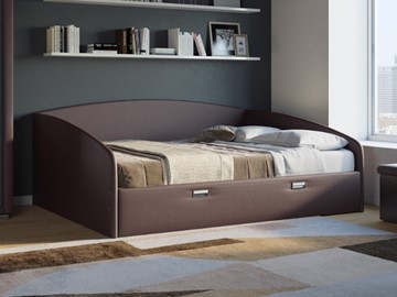 Двуспальная кровать Bono 160х200, Экокожа (Коричневый) в Красноуфимске