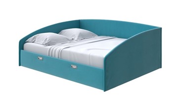 Кровать 2-спальная Bono 160х200, Велюр (Forest 562 Голубой) в Первоуральске