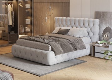 Спальная кровать Castello 180х200, Флок (Бентлей Светло-серый) в Ревде