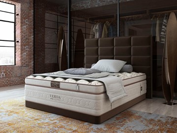 Кровать двуспальная Chocolate Compact/Basement 180х200, Микровелюр (Manhattan Лесной каштан) в Каменске-Уральском