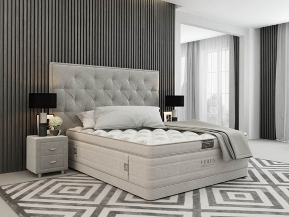 Спальная кровать Classic Compact/Basement 180х200, Флок (Велсофт Серый) в Екатеринбурге - изображение