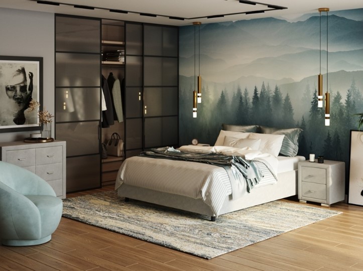 Кровать в спальню Como (Veda) Base 1 140x200, Флок (Бентлей Дымчатый) в Екатеринбурге - изображение 1