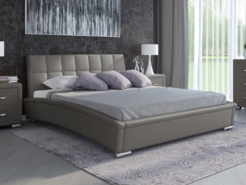 Двуспальная кровать Corso-1L 200x200, Экокожа (Серый) в Первоуральске