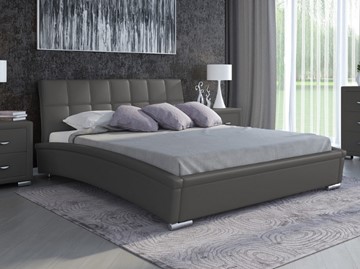 Двуспальная кровать Corso-1L 200x200, Экокожа (Темно-серый) в Первоуральске