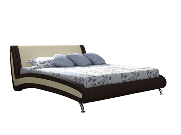 Кровать спальная Corso-2 140х200, Экокожа (Коричневый с кремовым) в Ревде