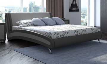 Кровать спальная Corso-2 140х200, Экокожа (Темно-серый с серым) в Каменске-Уральском