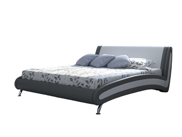 Спальная кровать Corso-2 140х200, Экокожа (Серый с белым) в Екатеринбурге