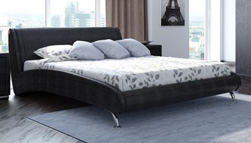 Спальная кровать Corso-2 160х200, Экокожа (Кайман черный) в Ревде