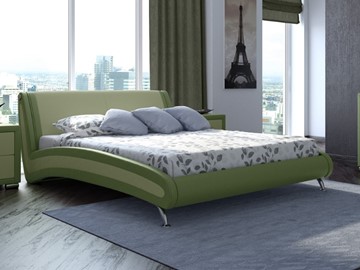 Спальная кровать Corso-2 180х200, Экокожа (Олива и зеленое яблоко) в Каменске-Уральском