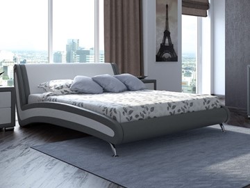 Кровать 2-х спальная Corso-2 180х200, Экокожа (Серый с белым) в Каменске-Уральском