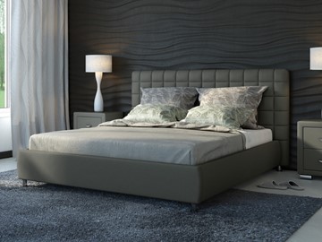 Спальная кровать Corso-3 140x200, Экокожа (Темно-серый) в Каменске-Уральском