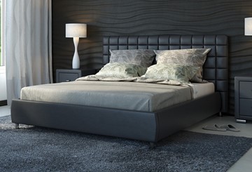 Кровать в спальню Corso-3 180x200, Экокожа (Черный) в Кушве